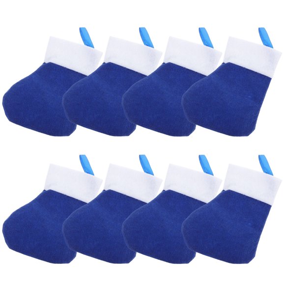 FELTECHELECTR 8Pcs Sock Cutlery Bag Blue Cloth Fork Bag for Everyday Use and Christmas