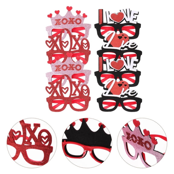FELTECHELECTR Valentine's Day Heart Shaped Photo Booth Eyeglasses Props Plastic Party Favors for Celebration