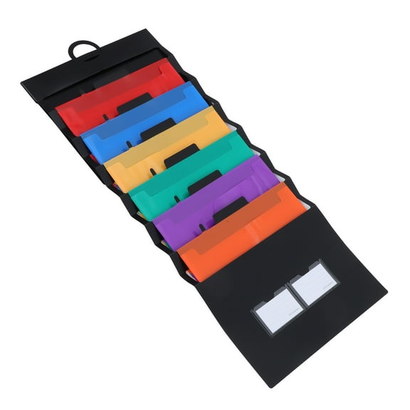 FELTECHELECTR Accordion File Folder Pocket Chart Hanging File Folders Plastic Black Office Supplies 1Pcs