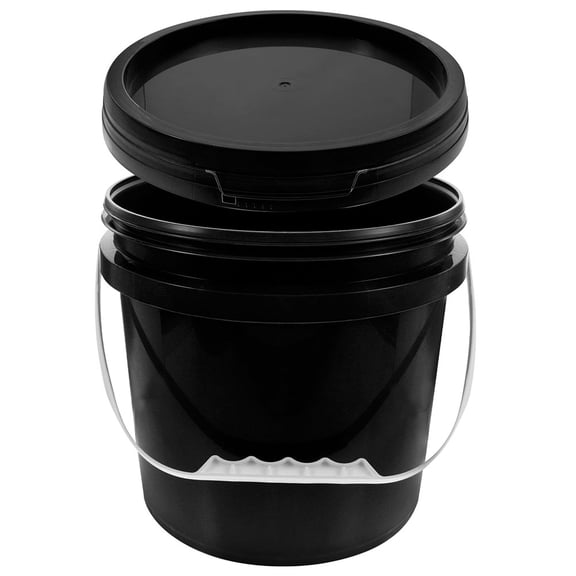 FELTECHELECTR Black Plastic Bucket with Handle and Lid for Storage Use Reusable Paint Bucket 5 Gallons