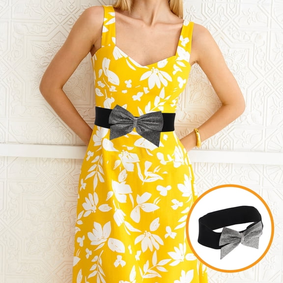 FELTECHELECTR Elegant Rhinestone Bow Waist Belt for Women Dress, Wedding Waist Accessory, 1 Set