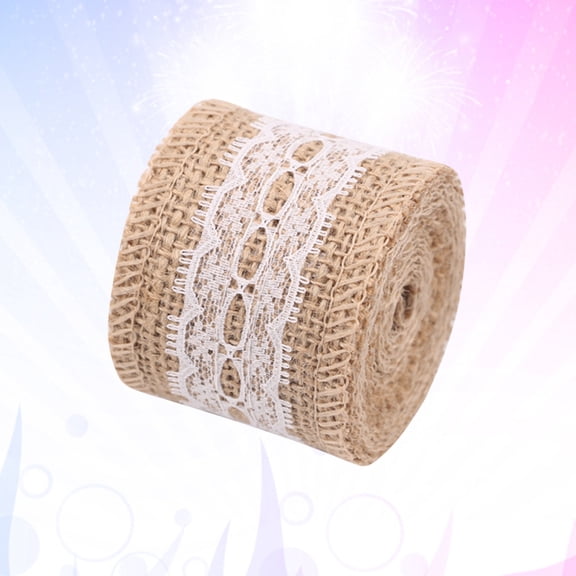 FELTECHELECTR Burlap Fabric Ribbons Jute Lace Roll 200x5cm Handcraft Wedding Decorations 1Pcs
