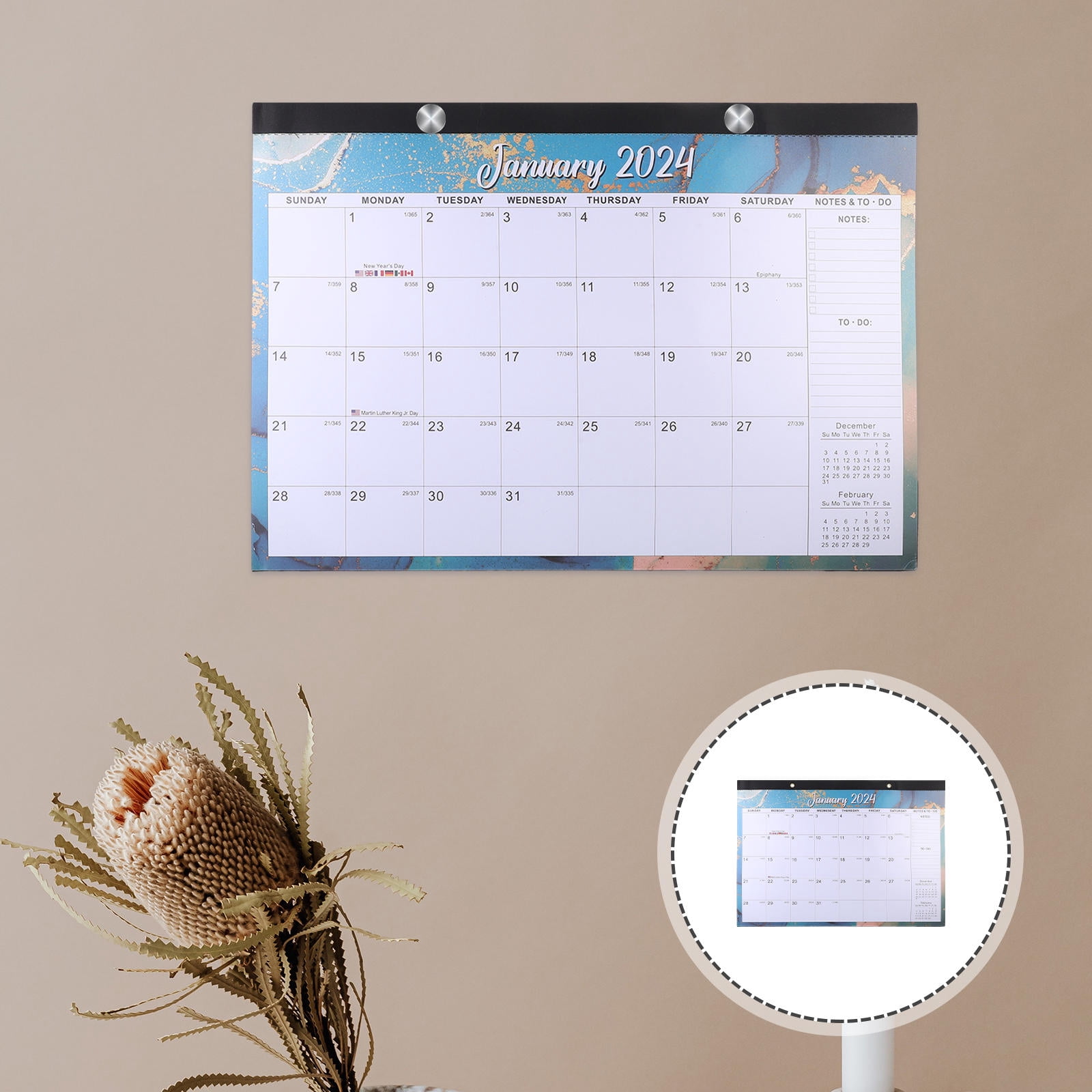 FELTECHELECTR Calendar For Wall 1Pack Black Thick Cardboard Rectangular ...