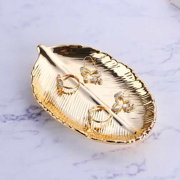 FELTECHELECTR Ceramic -Tone Leaf Trinket Tray, Decorative Jewelry Holder Dish for Keys, , Home Decor