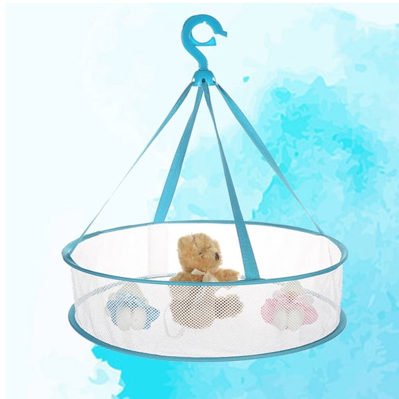 FELTECHELECTR Clothes Drying Net 1Set Sky-Blue Folding Drying Rack With Steel Wire And Nylon Mesh For General Users