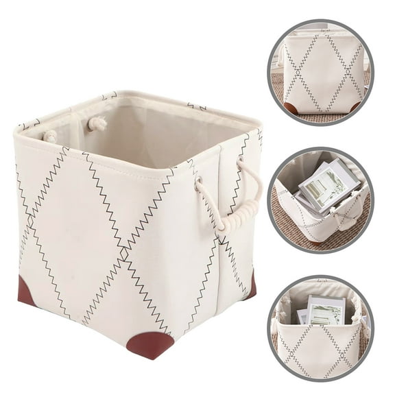 FELTECHELECTR Cotton Rope Canvas Storage Box Laundry Basket Wicker Storage Basket Home Organization