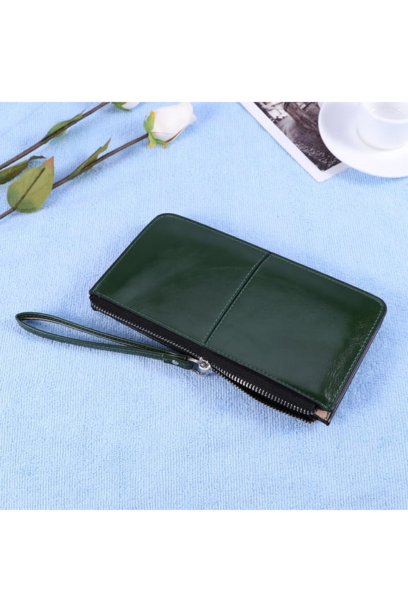 Dark Green Women Clutch for Everyday Use with High Capacity and Zipper Pocket 1Pcs