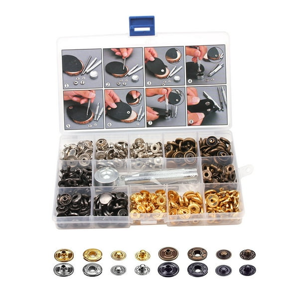 FELTECHELECTR Diy Button Snap Fastener Kit 1Set Brass Material Round ...