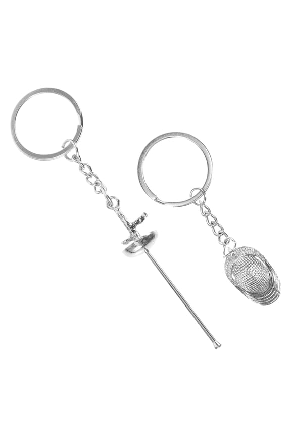 Fencing Sword Keychain 2Pcs Delicate Crafted Metal Keepsake for Backpack Decoration and Birthdays