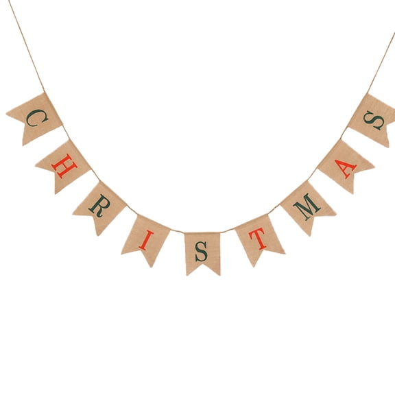 FELTECHELECTR Festive Pennants 1 Set Burlap Banner Swallowtail Shaped For Christmas And New Year Party