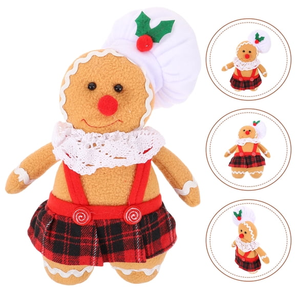 FELTECHELECTR Gingerbread Man Decorations 1Set Orange Cloth Pp Cotton Stuffed Gingerbread Man Doll Christmas Party