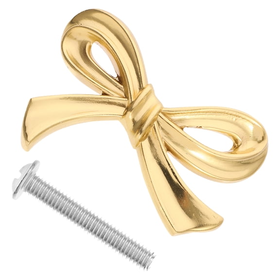 FELTECHELECTR Bow-Shaped Drawer Knobs Decorative Brass Cabinet Handles for Homeowners, 1 Set