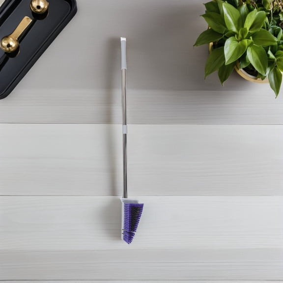 FELTECHELECTR Gray Bathroom Floor Scrub Brush with Squeegee, Ergonomic Handle, Triangle for Tile, Shower, Home Cleaning