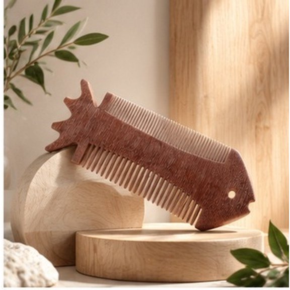 FELTECHELECTR Fish Shape Sandalwood Comb with Polished Teeth for Scalp Massage At Home