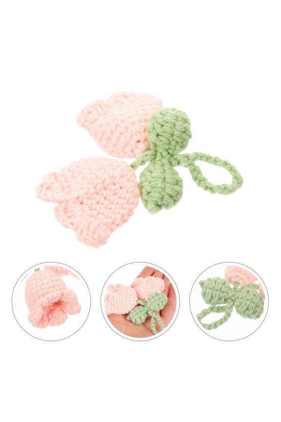 Handmade Knitted Flower Pendant 1Pcs Pink Cotton Thread Keychain For Car Bag Outfit