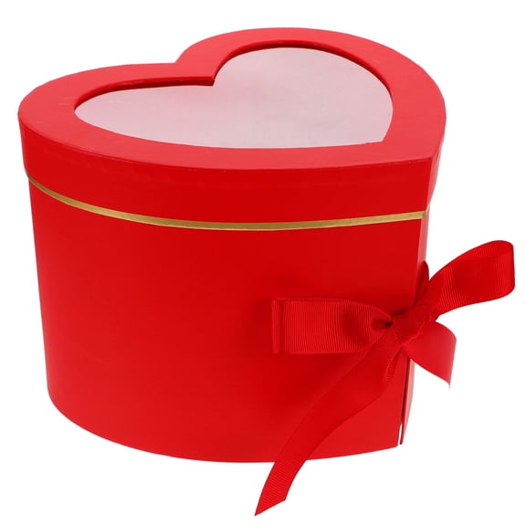 FELTECHELECTR Heart Shaped Cardboard Box Heart Box Flower Box Red Ribbon For Teachers And Classmates 1Pcs