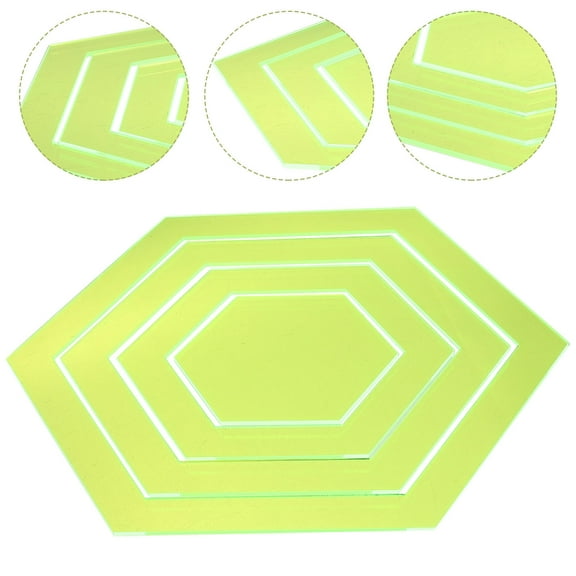 FELTECHELECTR 4-Piece Hexagon Quilting Ruler Set for Beginners, Yellow Acrylic Measuring Tools for Sewing and Crafting