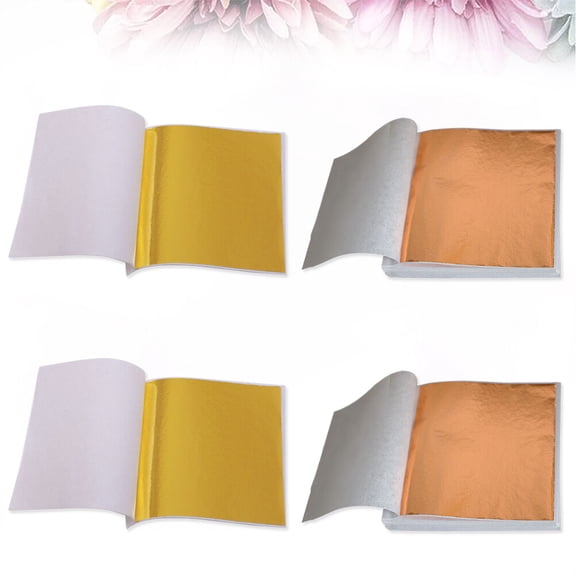 FELTECHELECTR Imitation Gold Foil Paper for Art Projects 200Set Golden Rose Gold