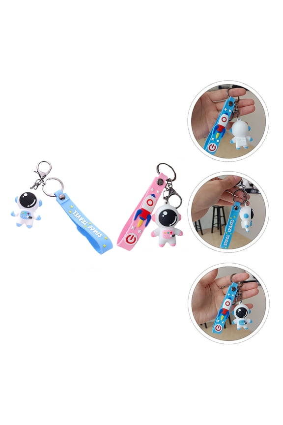 2-Pack Cute Cartoon Astronaut Keychains, Fun Key Accessories for Birthday and Christmas Presents
