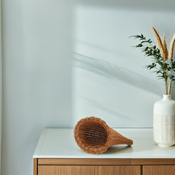 FELTECHELECTR Kitchen Basket Cornucopia Basket Caramel 1Pcs for Everyday Use