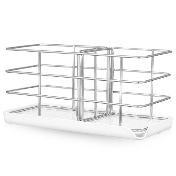 FELTECHELECTR Stainless Steel Kitchen Scrubber and Sponge Holder with Tray, Sink Organizer Set for Kitchen Cleaning Accessories