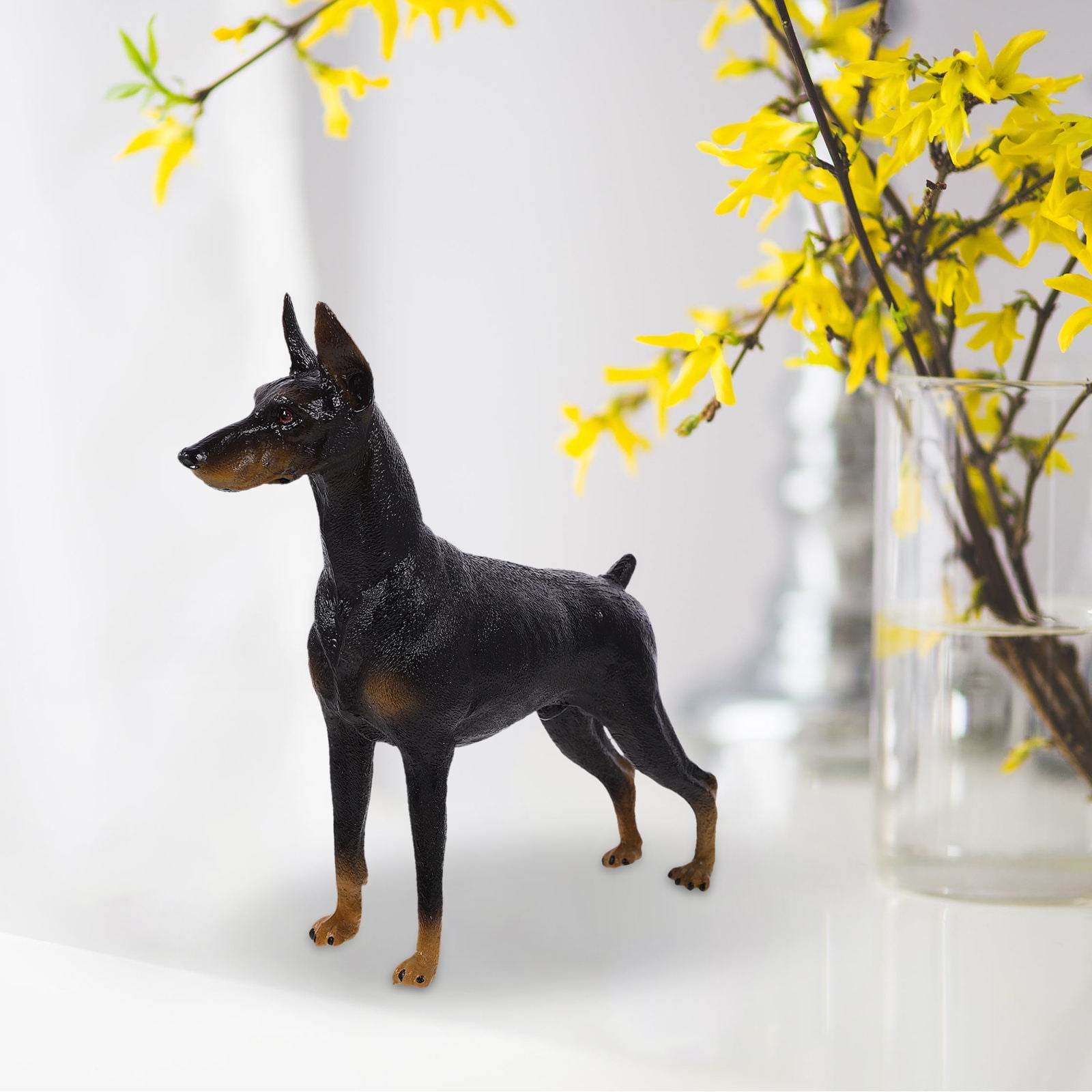 FELTECHELECTR Lifelike Doberman Model Statue for Home Decoration Made ...