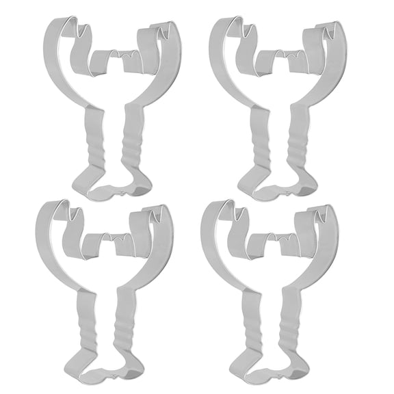 FELTECHELECTR Lobster Shaped Molds 4Pcs Non-Stick Stainless Steel Cookie Cutters For Fruit Cutting Cake Shaping Home Baking