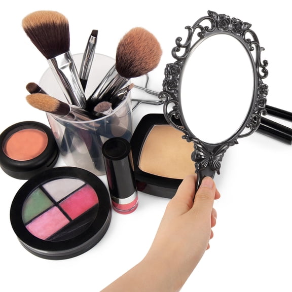FELTECHELECTR  Make up Mirror Rose Design Compact  Main Vanity Miss Black