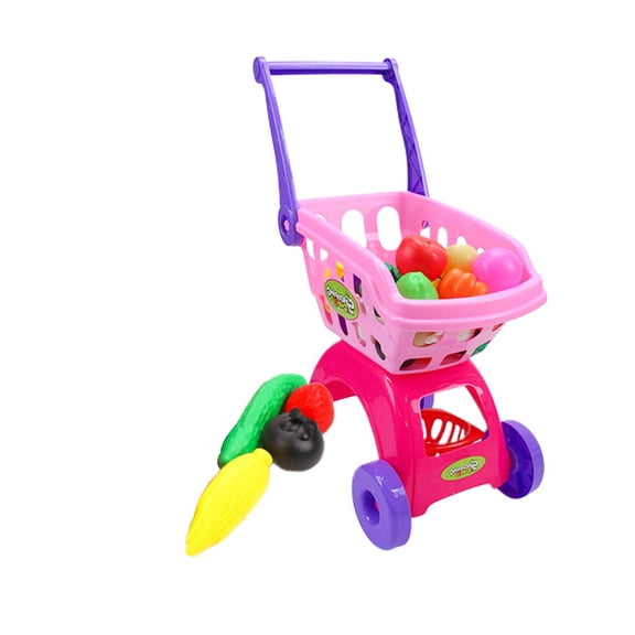 FELTECHELECTR Mini Shopping Cart Toy 1Pack Walking Childrens Supermarket Trolley Pink