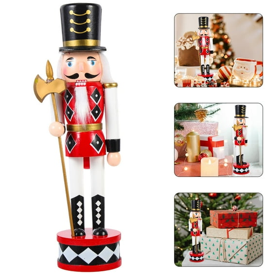FELTECHELECTR Nutcracker Christmas Decoration Red Wood Standing Soldier with for Home Tabletop 1Pcs 30*7.5*7.5in