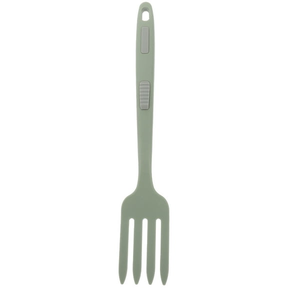 FELTECHELECTR Olive Green Silicone Pasta Fork Comfortable Grip Ergonomic Cooking Tool for Home Use 10.5 Inch