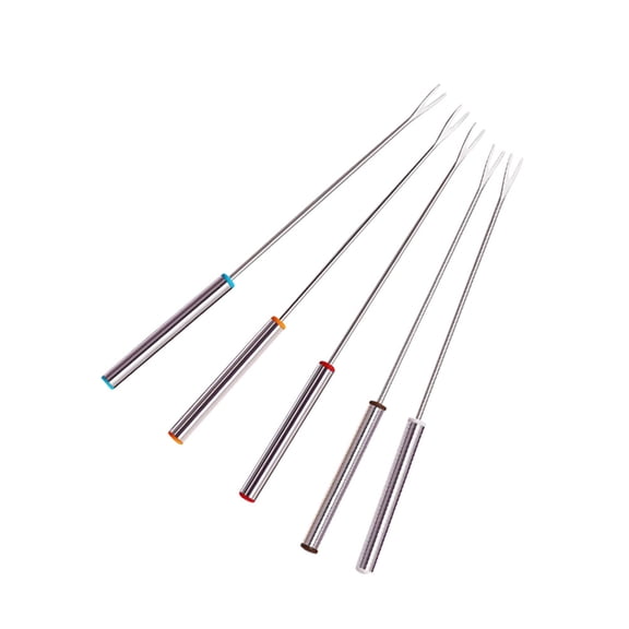 FELTECHELECTR Outdoor Bbq Fork 5Pcs Stainless Steel Bbq Utensils with Anti Scalding Handle for Camping