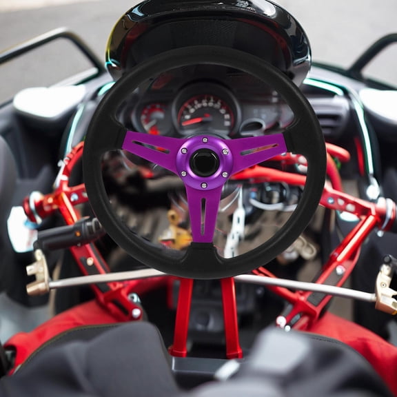 FELTECHELECTR PU Concave Sport Steering Wheel, 1-Piece Racing Style Auto Steering Wheel for Enhanced Grip and Driving Control