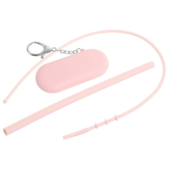 FELTECHELECTR Pink Silicone Straw Kit 1 Set Portable For Travel And Daily Use