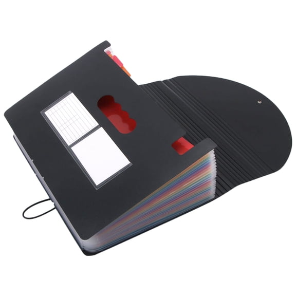 FELTECHELECTR Plastic Accordion File Folder Portable Document Organizer Black for Office Use