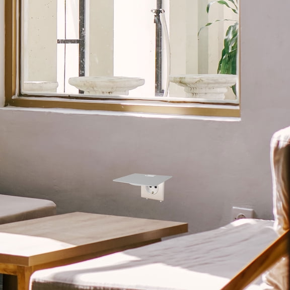 FELTECHELECTR Floating Wall Outlet Rack White Plastic for Living Room Bedroom