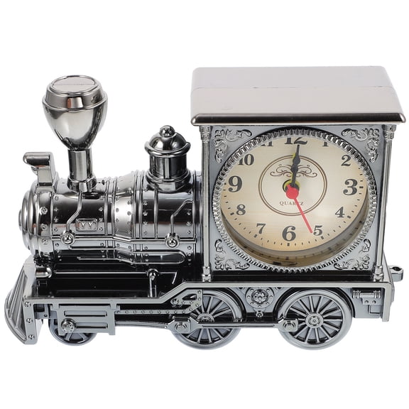 FELTECHELECTR Vintage Locomotive Alarm Clock for Table, 7.5 Inch Retro Train Timepiece Decorative Display