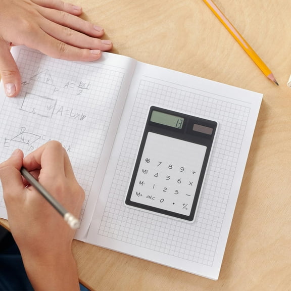 FELTECHELECTR  Solar Calculator Transparent Touch Panel Office Student Black