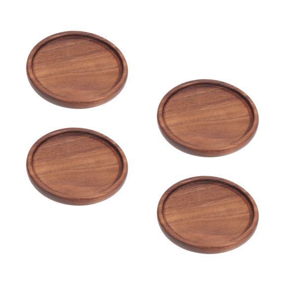 FELTECHELECTR Table Mats for Dining Table 4Pcs Black Walnut Cup Holder Coasters with Corrosion Resistance