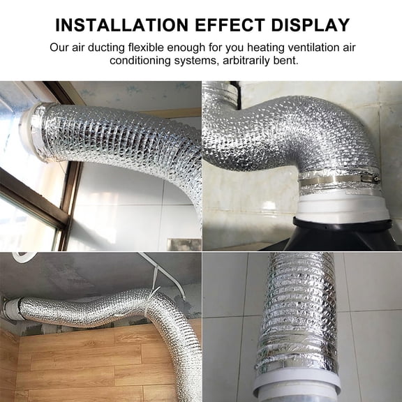 FELTECHELECTR Vent Hose 1Pcs Helix Shape Aluminum Foil Flexible Air Duct for Kitchen Users 200x7.9in
