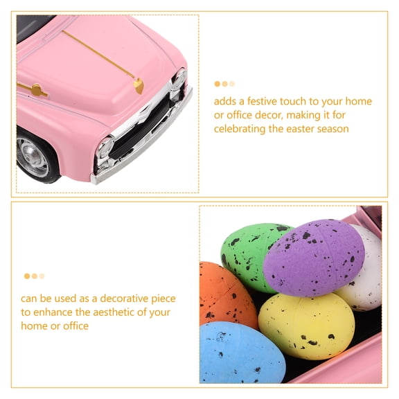 FELTECHELECTR Vintage Easter Truck Model with Metal Eggs, Decorative Collectible Car Set, 1 Piece