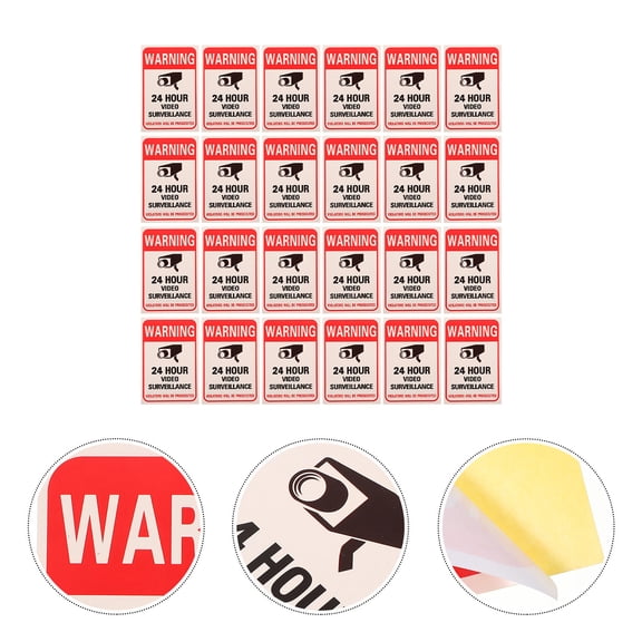 FELTECHELECTR Warning Stickers Red Video Surveillance Sign Easy to Apply for Office and Outdoor Security