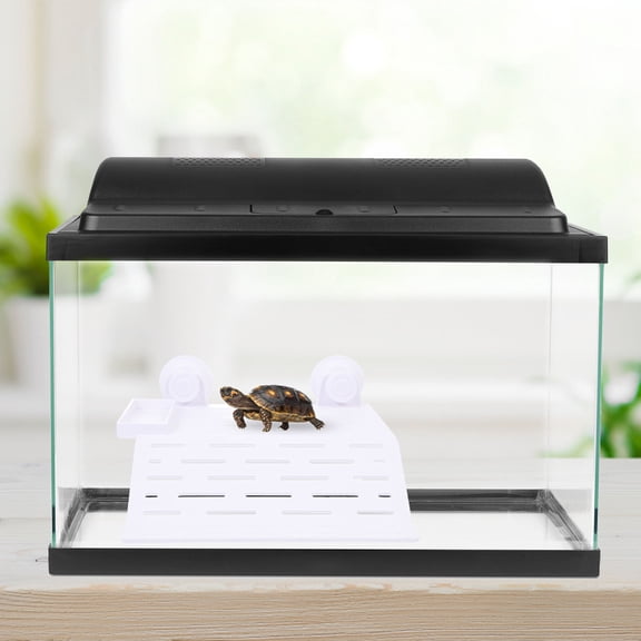 FELTECHELECTR White Acrylic Turtle Basking Platform with Cup, Reptile Ramp Dock for Aquarium Pet Turtle Habitat