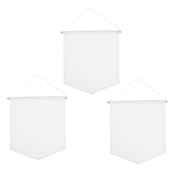FELTECHELECTR White Plain Blank Canvas Hanging Wall Banner 3Pcs For Diy Enthusiasts 13.4x11.8x0.04in