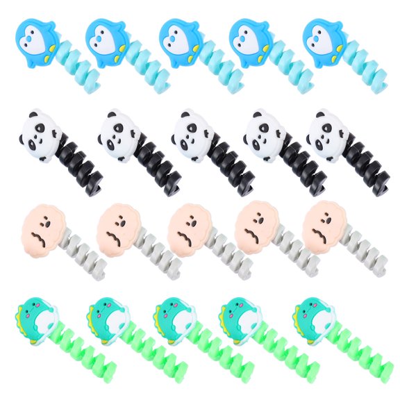 FELTECHELECTR 20Pcs Spiral Shape Cable Winders Black Silicone for Desktop Cable Organization