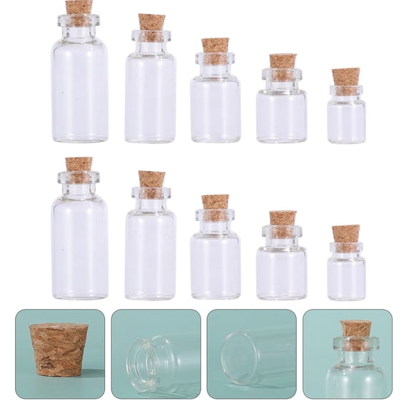 FELTECHELECTR Wishing Bottles with Wood Stoppers for Decor Clear Glass Miniature Bottle Great for DIY Crafts and 25pcs