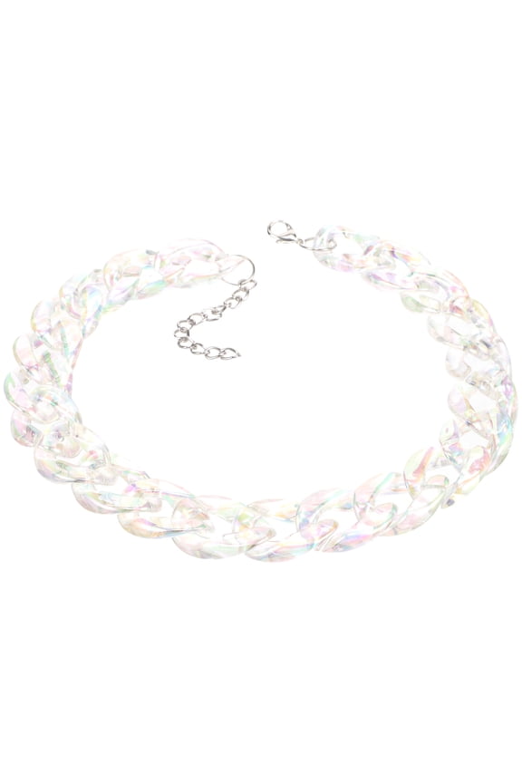 Womens Chain Necklace Multi-Color Resin Adjustable Length Exaggerated Jewelry