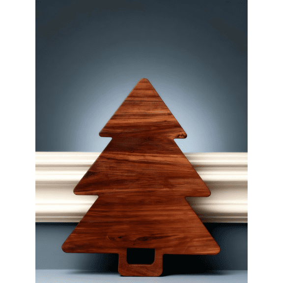 FELTECHELECTR Wooden Christmas Tree Shaped Board for Cheese and Charcuterie Light Brown