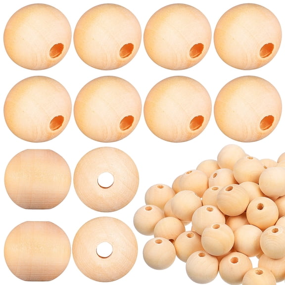 FELTECHELECTR Natural Wooden Beads for Crafts with Holes, Decoration Supplies, Khaki Color, 200 Pieces for Projects