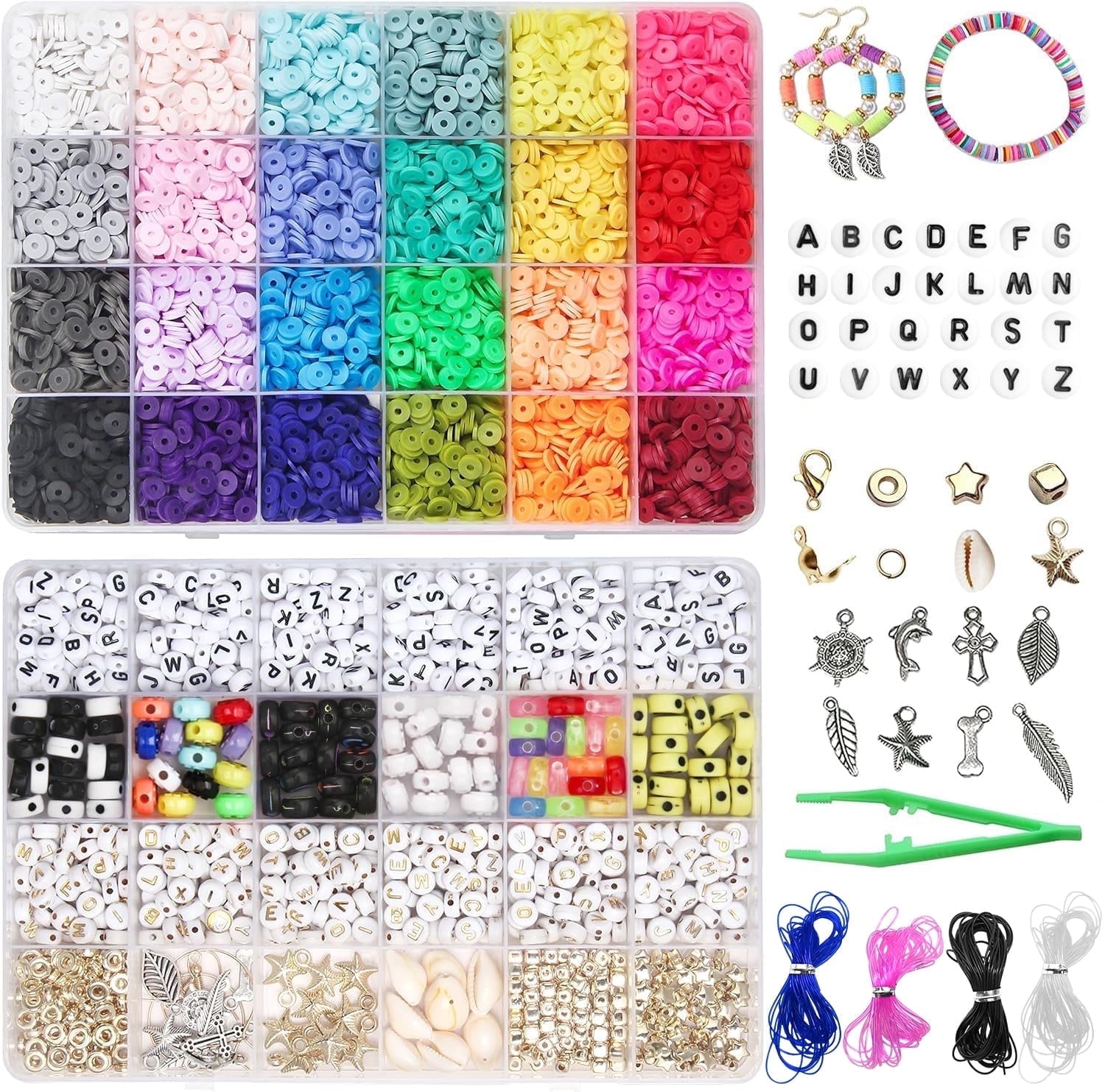 FEMBW Clay Beads for Jewelry Making, 7200Pcs Beads for Bracelets 24 Colors Bracelet Making Kit Craft Gift for Girls 8-12, 6mm